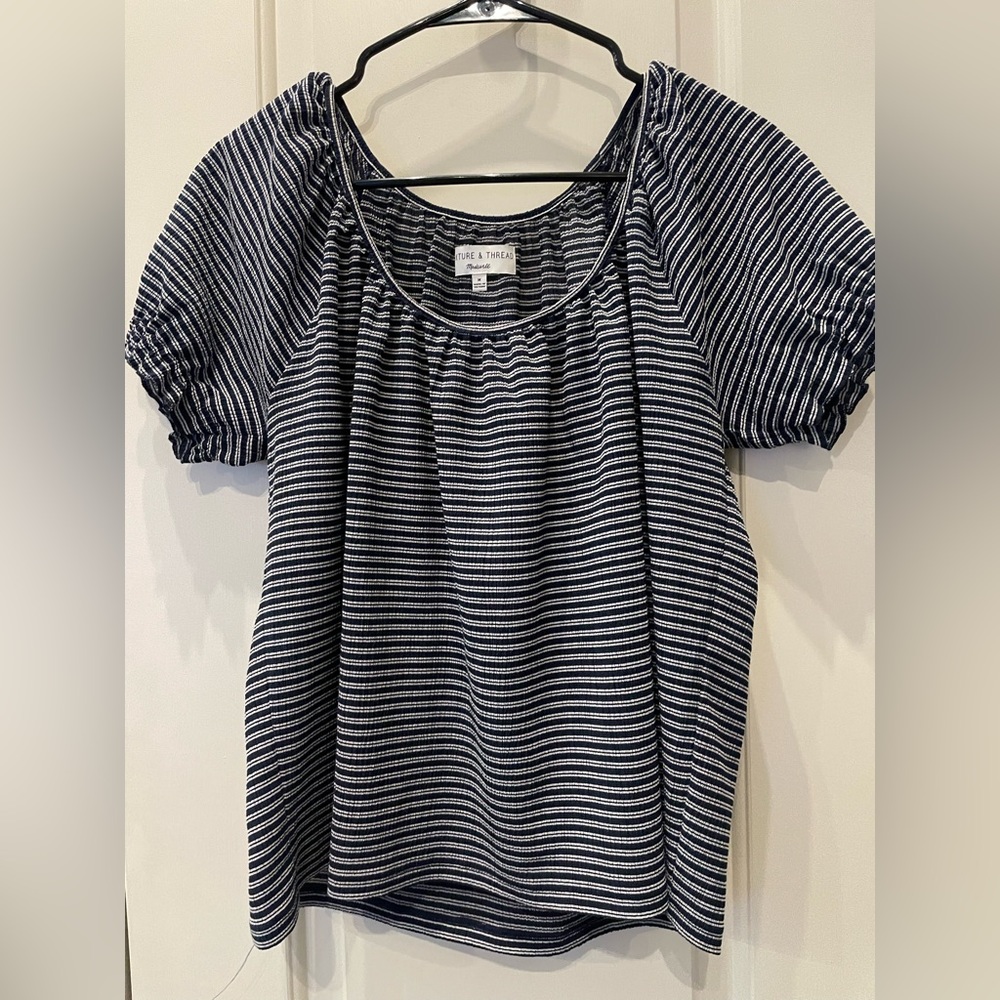 MADEWELL medium Texture & Thread navy and white stripe top